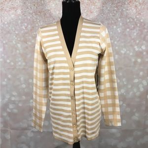 Rondina New York Beige and White Cardigan